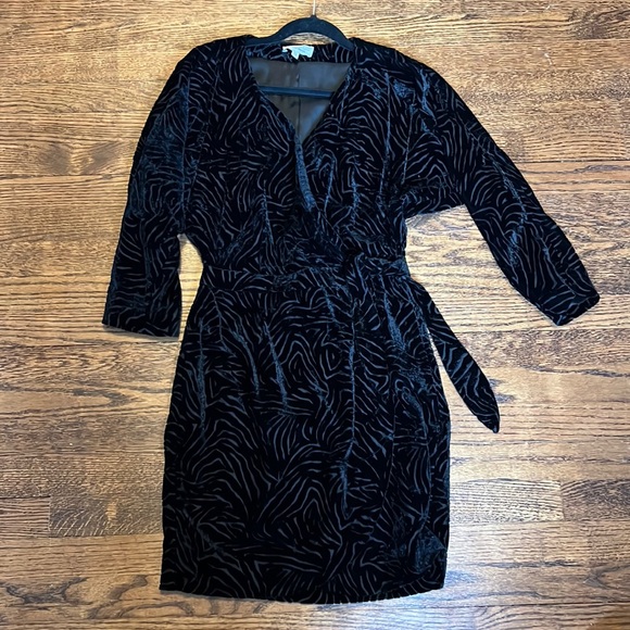 AND & OTHER STORIES VELVET BLACK ZEBRA PRINT BURNOUT WRAP DRESS SZ 4 small - Picture 3 of 10